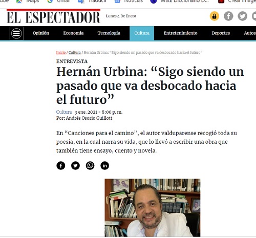 Hernán Urbina Joiro entrevista El Espectador Enero 2021